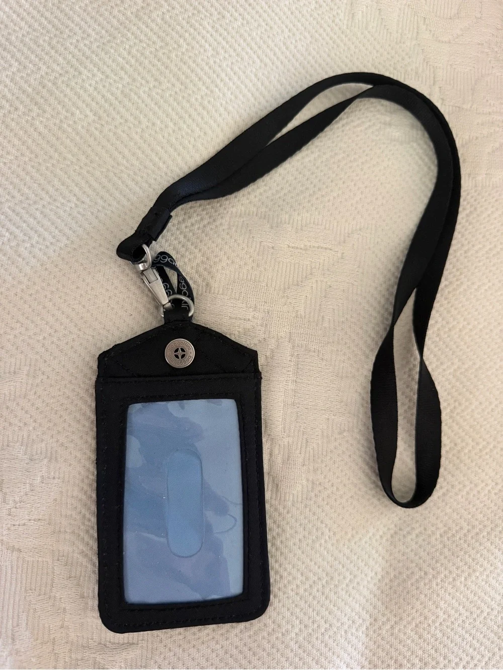Baggallini Black Quilted RFID ID Card Badge Lanyard